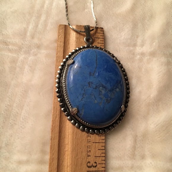 Large Blue Faux Stone Pendant - Picture 4 of 5